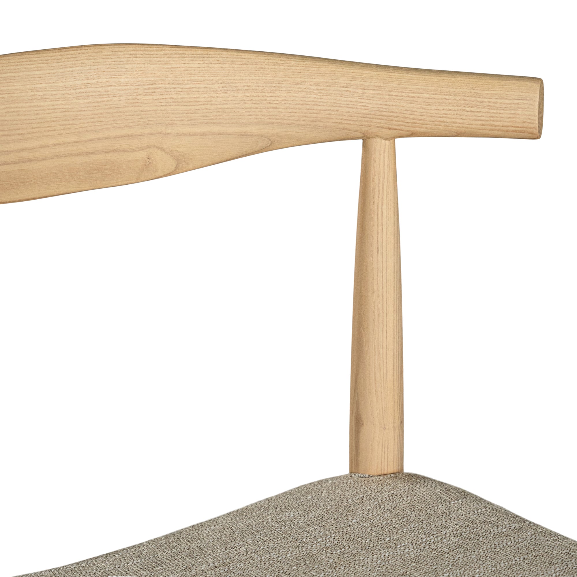 Kulala Living natural wood dining chair featuring a sculpted backrest and a lightly upholstered seat in a neutral fabric. A blend of minimalist design and organic materials, perfect for modern dining spaces.