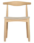 Kulala Living natural wood dining chair featuring a sculpted backrest and a lightly upholstered seat in a neutral fabric. A blend of minimalist design and organic materials, perfect for modern dining spaces.
