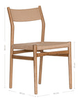Elegant dining chair crafted from natural timber with a woven paper cord seat and backrest, showcasing a minimalist Scandinavian-inspired design