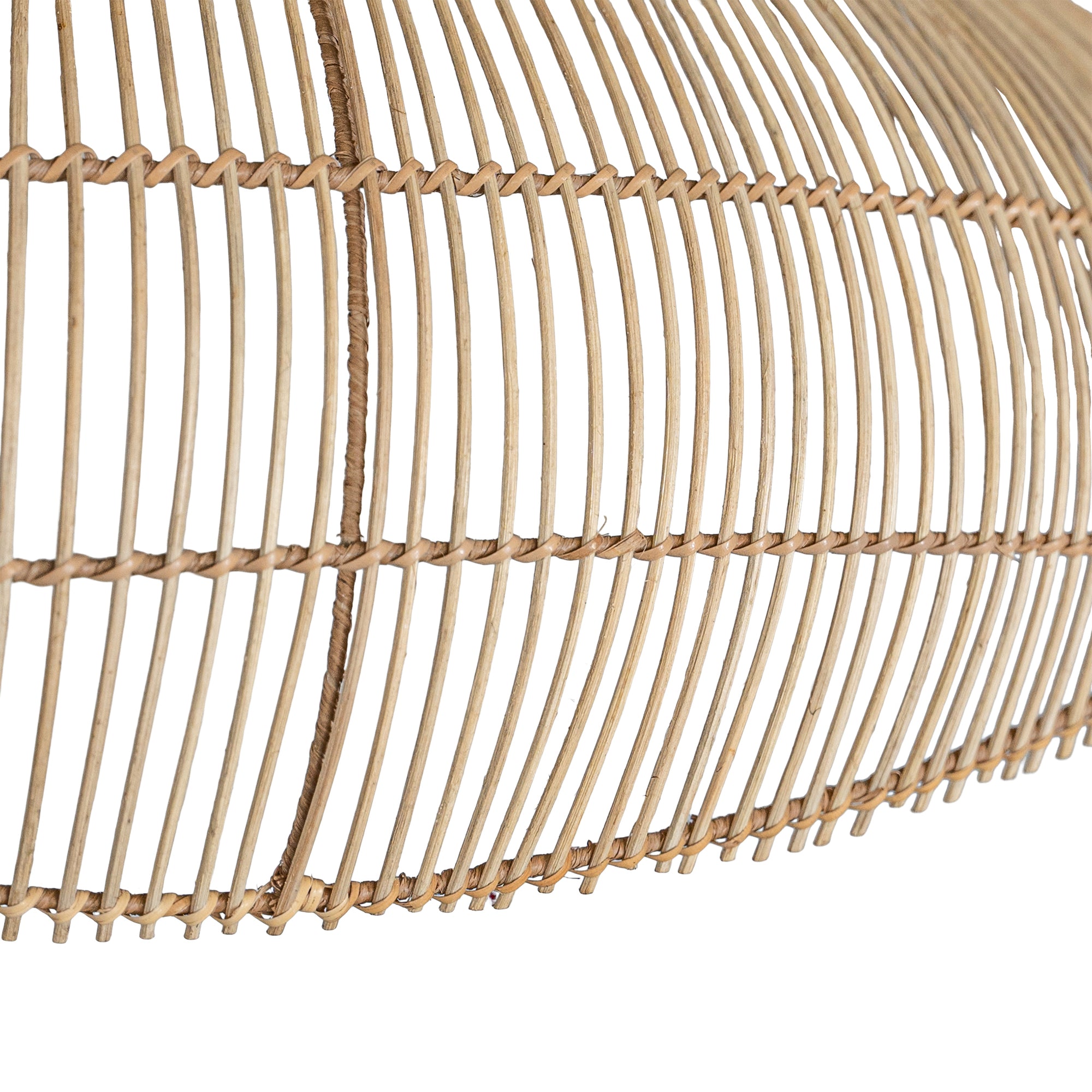 Kulala Living natural rattan pendant light, handwoven for a relaxed coastal aesthetic. Its organic design and wide, airy frame create a warm, inviting ambiance in any interior space