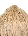 Natural seagrass pendant light with bohemian style, featuring layered raffia texture and organic coastal charm