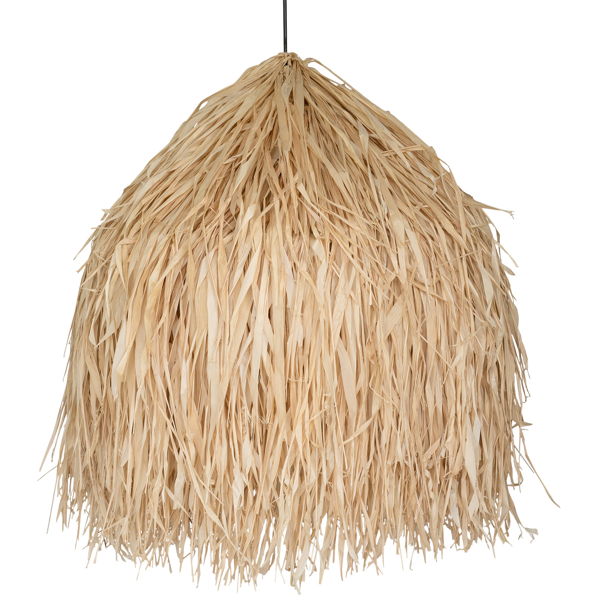 Natural seagrass pendant light with bohemian style, featuring layered raffia texture and organic coastal charm
