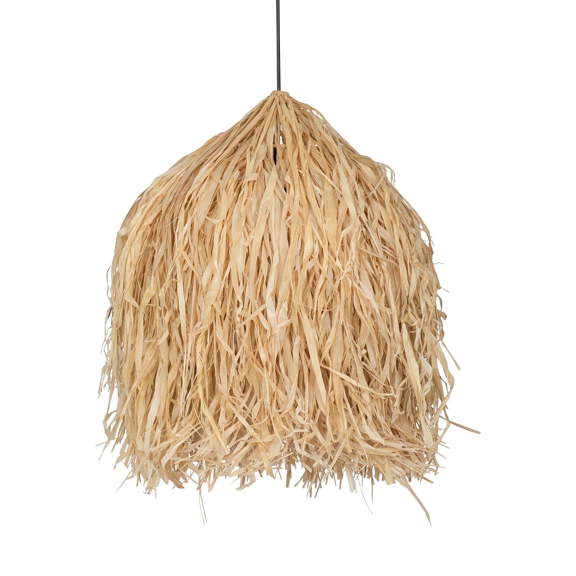 Natural seagrass pendant light with bohemian style, featuring layered raffia texture and organic coastal charm