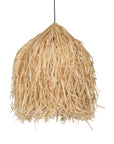 Natural seagrass pendant light with bohemian style, featuring layered raffia texture and organic coastal charm