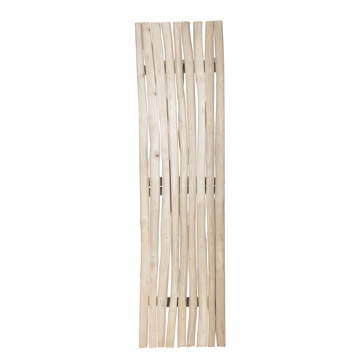 Natural teak console table with rustic branch frame, ideal for relaxed outdoor seating or casual indoor decor.