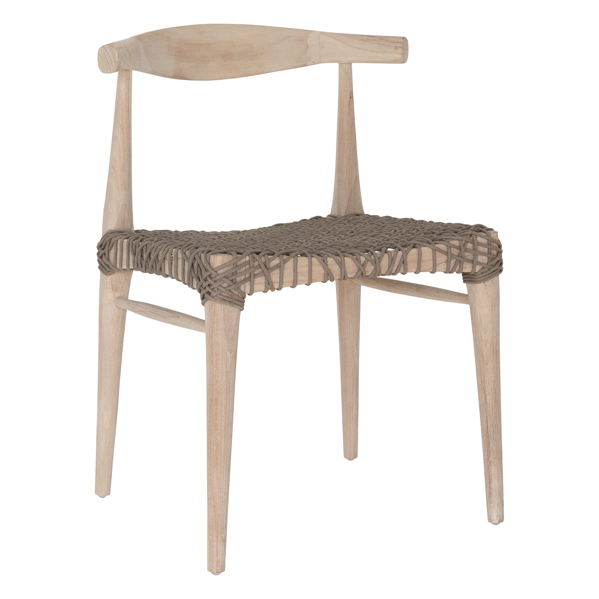 Natural wooden dining chair with a woven seat, showcasing a minimalist and rustic design perfect for modern interiors.