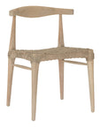 Natural wooden dining chair with a woven seat, showcasing a minimalist and rustic design perfect for modern interiors.
