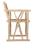 Natural rattan armchair with rustic branch frame, perfect for adding a touch of organic texture to any dining space