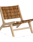Natural banana leaf lounge chair with a sturdy wooden teak frame, perfect for relaxed indoor or outdoor living spaces