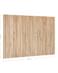 Natural teak wood panel bedhead with vertical pole design, showcasing the organic texture and warm tones of solid teak. Ideal for creating a tranquil and earthy bedroom aesthetic. Queen size bedhead for contemporary and rustic interiors.