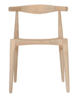 Natural timber dining chair with woven cane seat and curved backrest, ideal for relaxed, coastal-inspired dining spaces