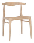 Natural timber dining chair with woven cane seat and curved backrest, ideal for relaxed, coastal-inspired dining spaces