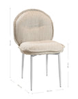 Contemporary natural upholstered dining chair with a plush, rounded backrest and cushioned seat, supported by sleek black metal legs for a sophisticated modern look