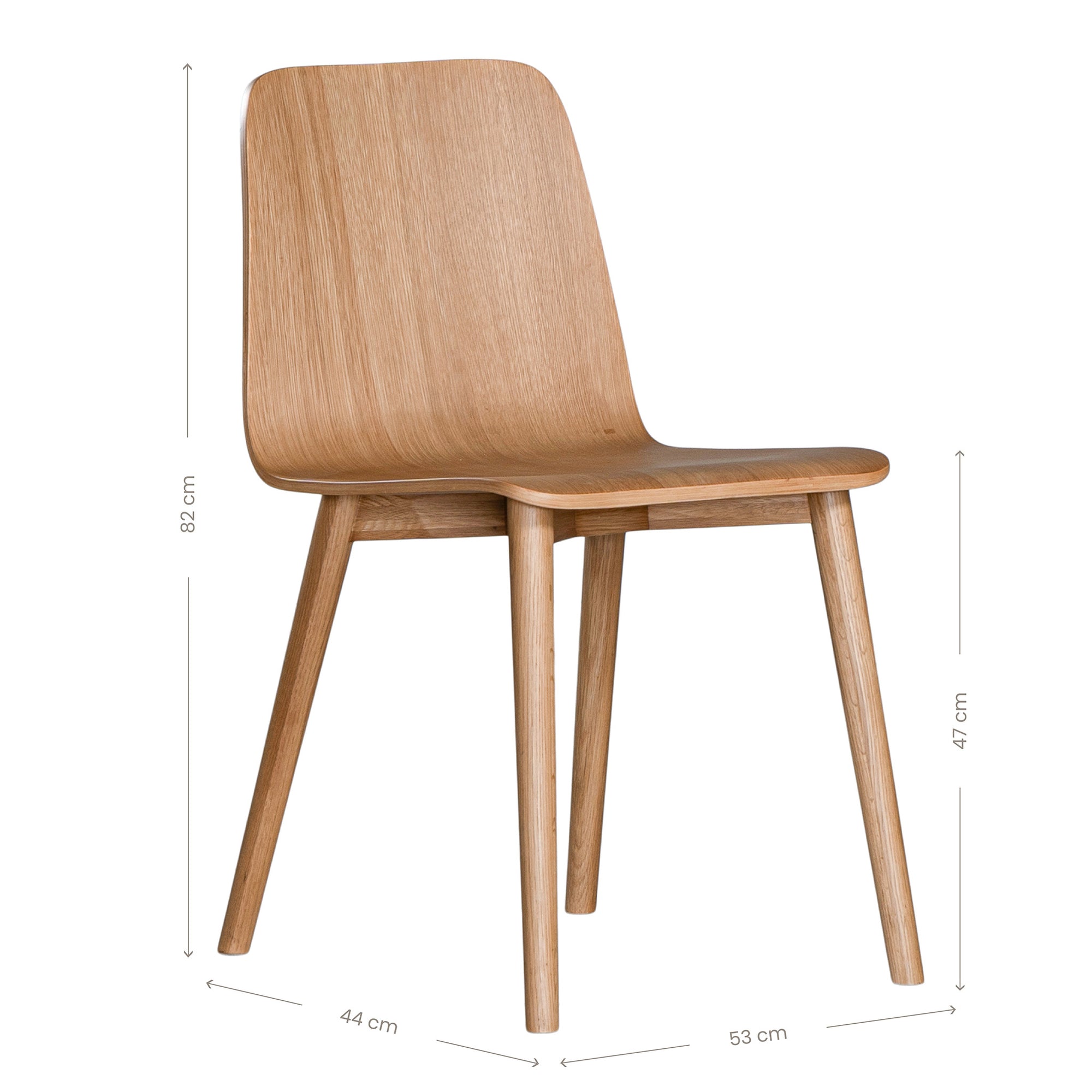 The Kulala Living natural wood dining chair features a sleek, curved seat with a natural wood grain finish. Its minimalist design and sturdy legs make it a stylish and versatile addition to any modern dining space