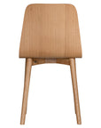 The Kulala Living natural wood dining chair features a sleek, curved seat with a natural wood grain finish. Its minimalist design and sturdy legs make it a stylish and versatile addition to any modern dining space