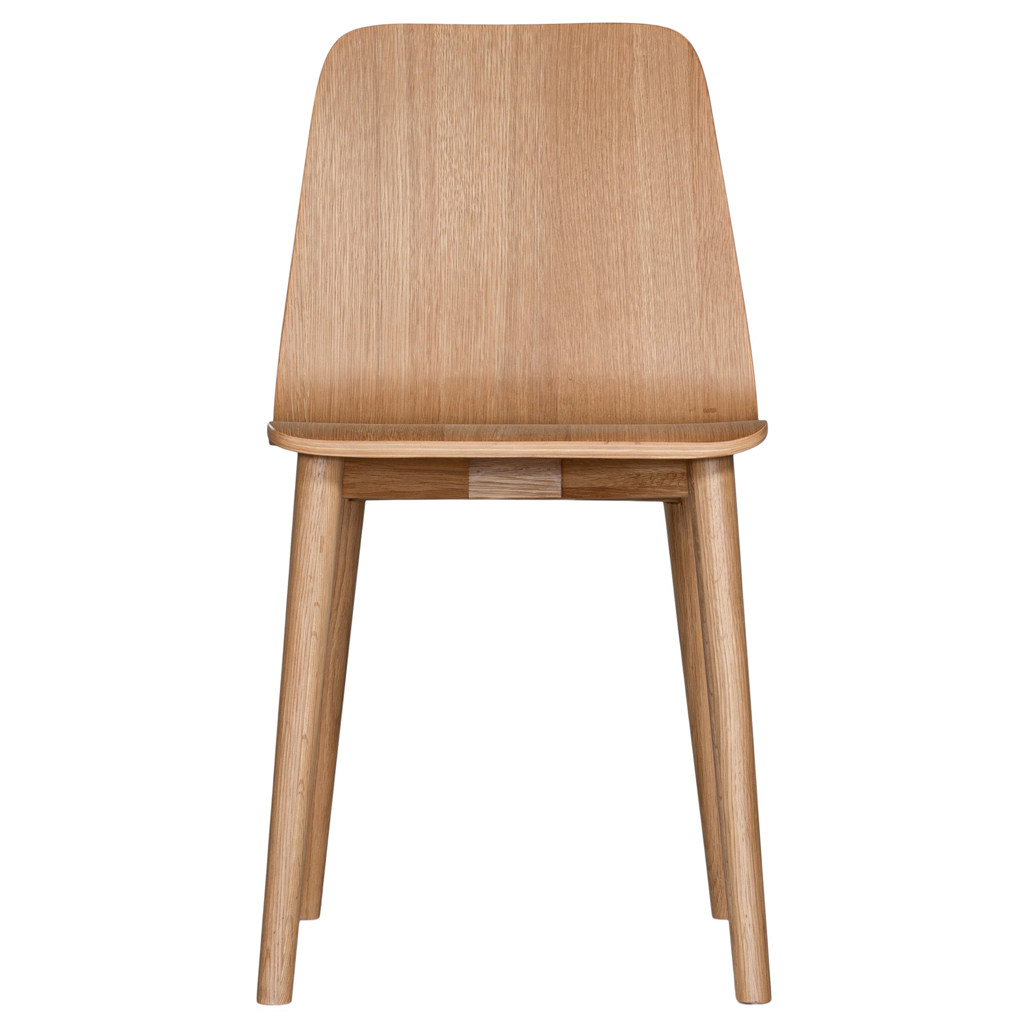 The Kulala Living natural wood dining chair features a sleek, curved seat with a natural wood grain finish. Its minimalist design and sturdy legs make it a stylish and versatile addition to any modern dining space