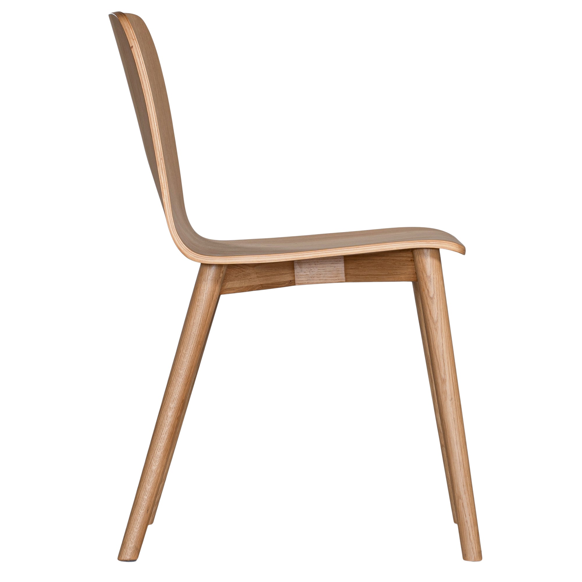The Kulala Living natural wood dining chair features a sleek, curved seat with a natural wood grain finish. Its minimalist design and sturdy legs make it a stylish and versatile addition to any modern dining space