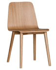 The Kulala Living black wood dining chair features a sleek, curved seat with a natural wood grain finish. Its minimalist design and sturdy legs make it a stylish and versatile addition to any modern dining space