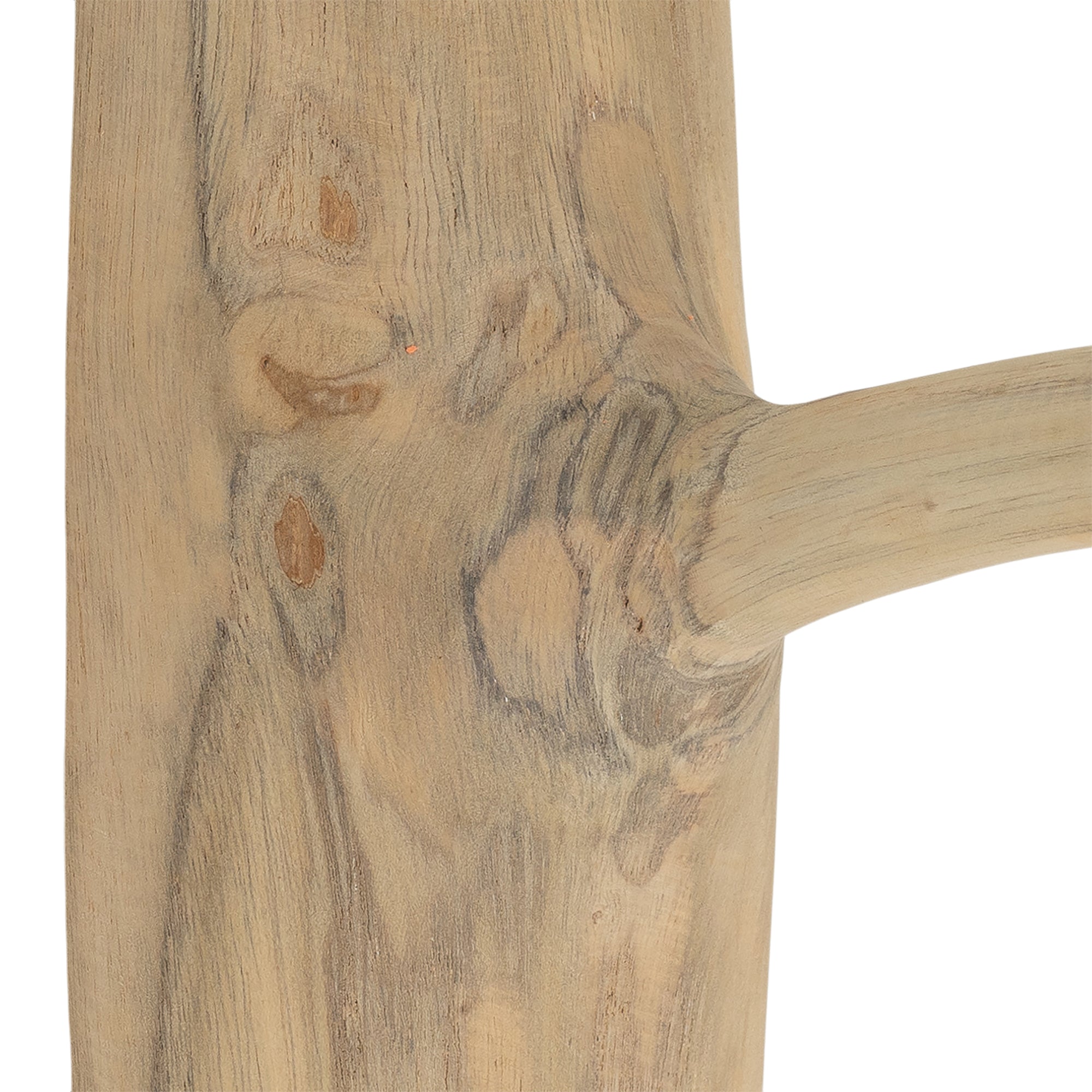A handcrafted natural wood wall hook with a rustic finish, showcasing organic grain patterns and a sturdy design. Perfect for hanging towels, bags, or decor in a minimalist or coastal-inspired space