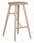 Natural wooden bar stool with sleek modern design and contoured seat, perfect for contemporary kitchen or bar settings