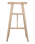 Natural wooden bar stool with sleek modern design and contoured seat, perfect for contemporary kitchen or bar settings