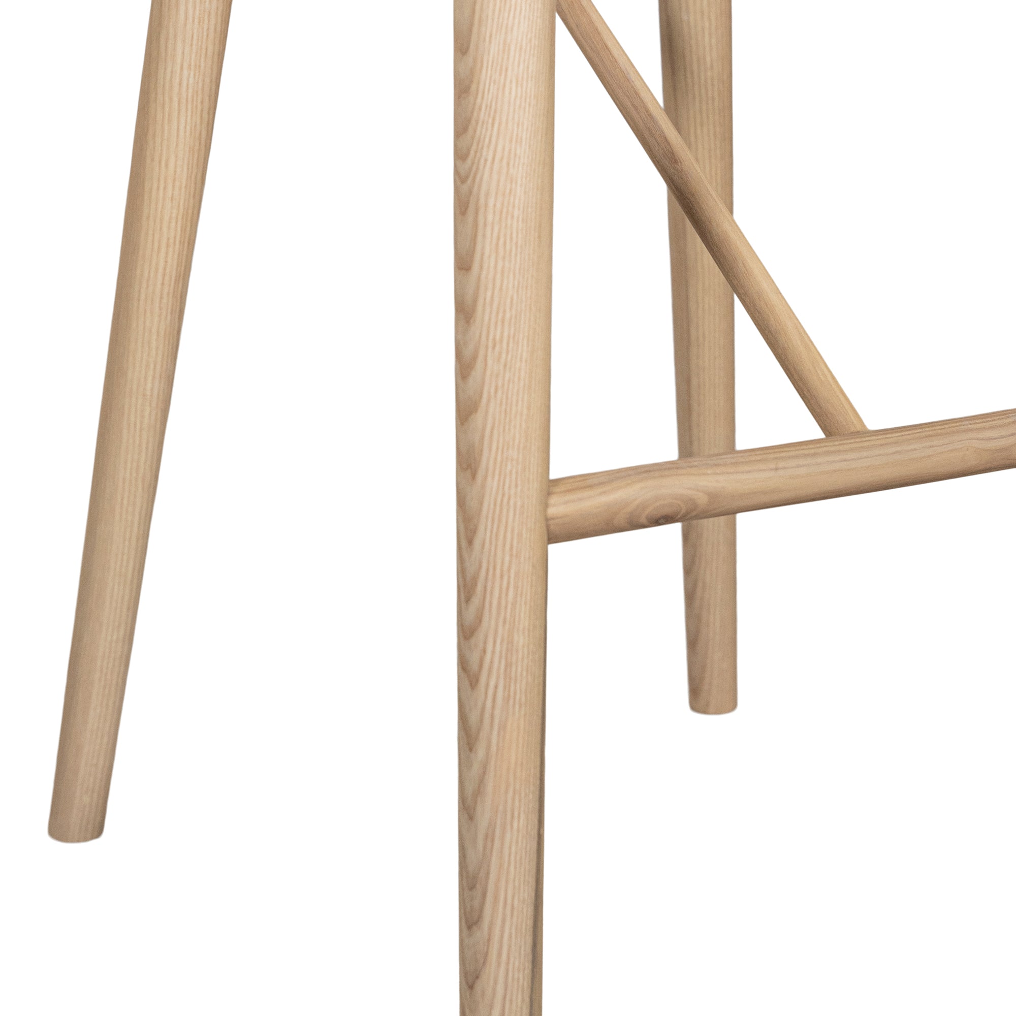 Natural wooden bar stool with sleek modern design and contoured seat, perfect for contemporary kitchen or bar settings