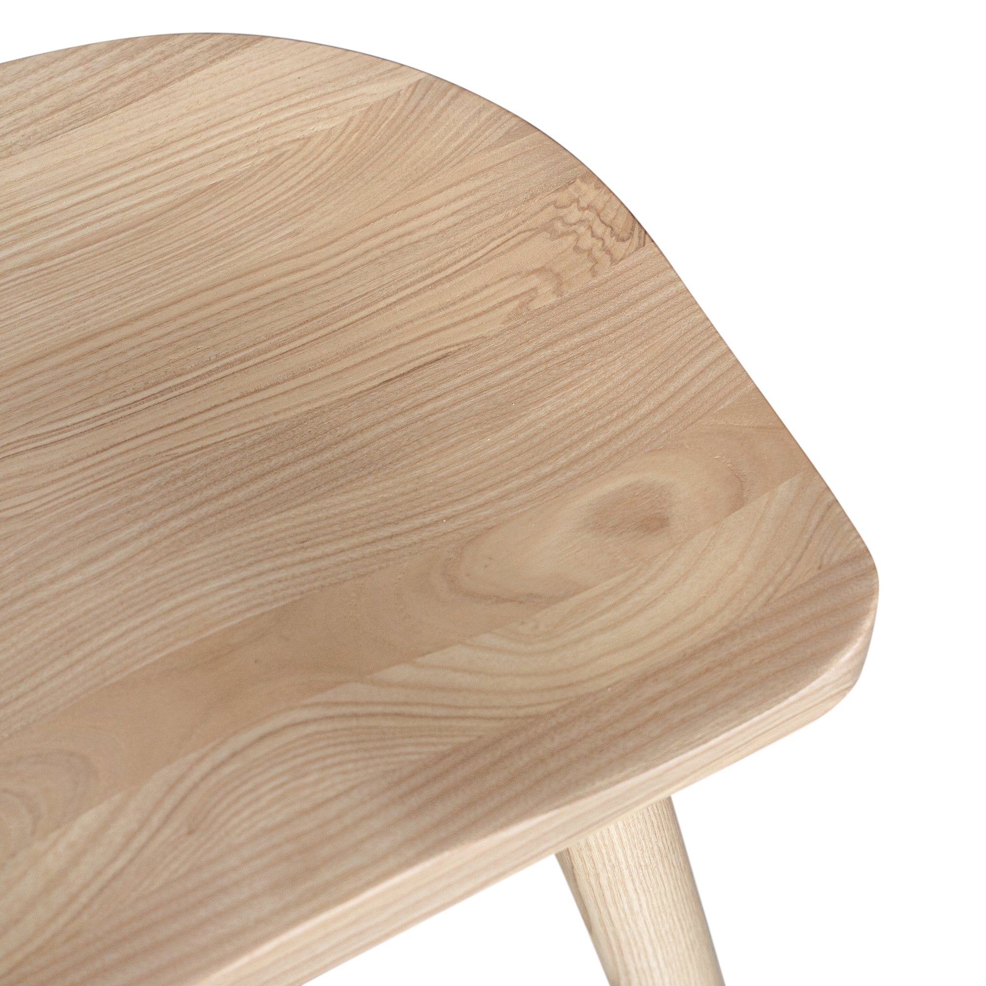 Natural wooden bar stool with sleek modern design and contoured seat, perfect for contemporary kitchen or bar settings