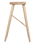 Natural wooden bar stool with sleek modern design and contoured seat, perfect for contemporary kitchen or bar settings