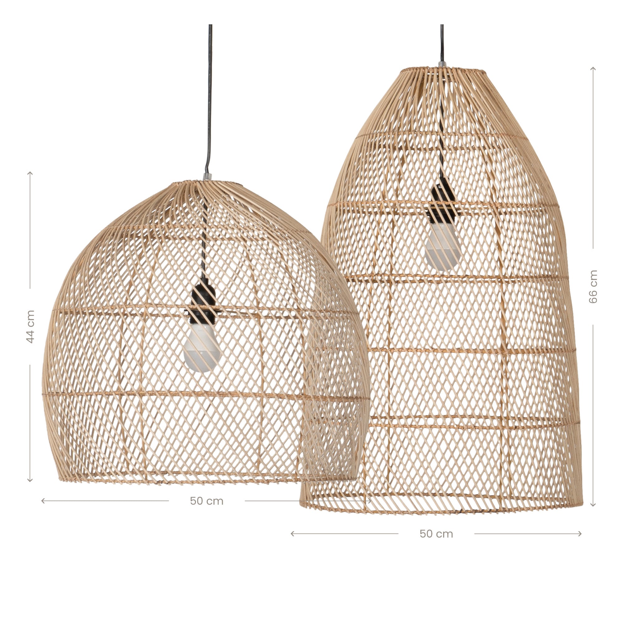 Natural woven pendant lights with a modern, natural fibre design, ideal for contemporary interiors and outdoor settings