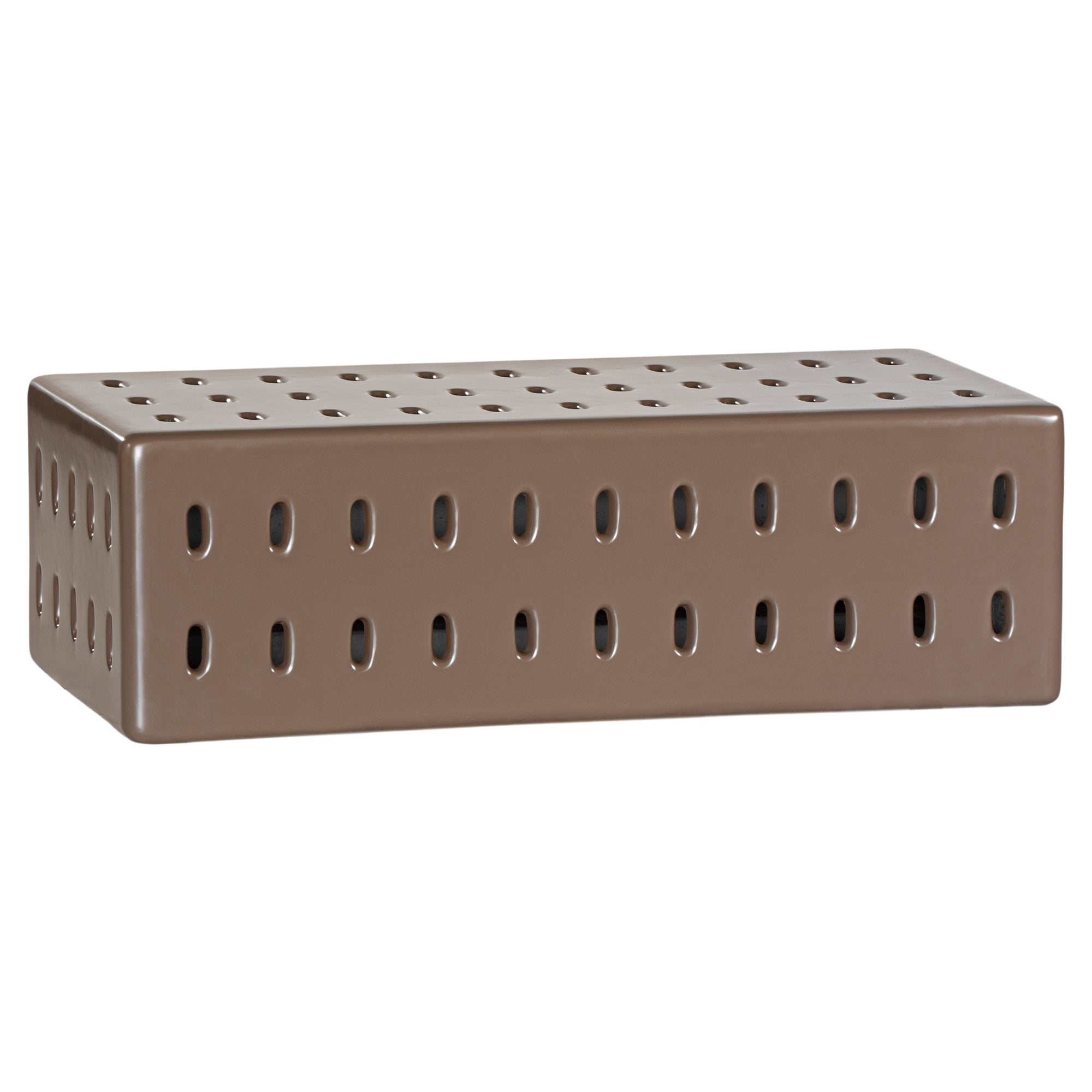 Concrete chocolate coffee table with modern cut-out design