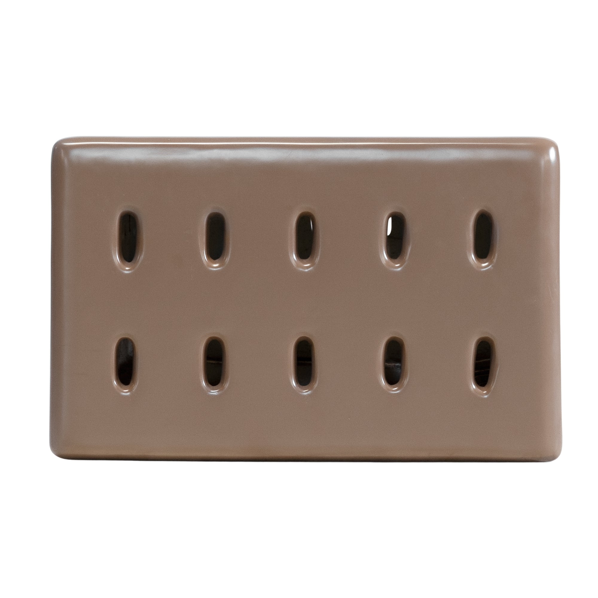 Concrete chocolate coffee table with modern cut-out design