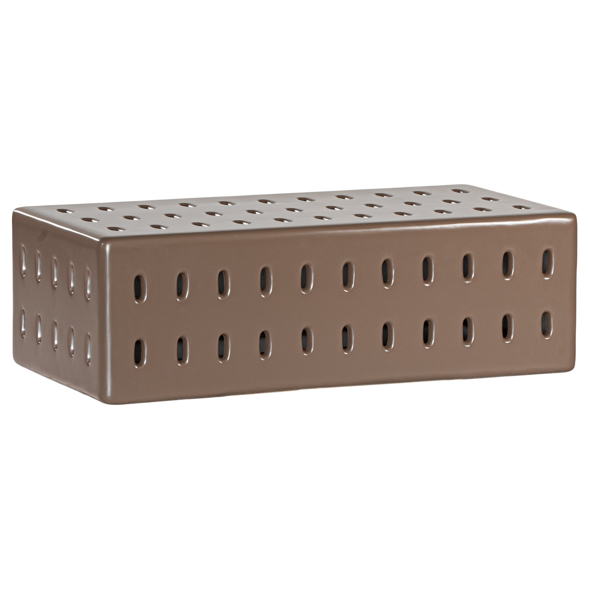 Concrete chocolate coffee table with modern cut-out design
