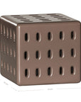 Concrete chocolate side table with modern cut-out design