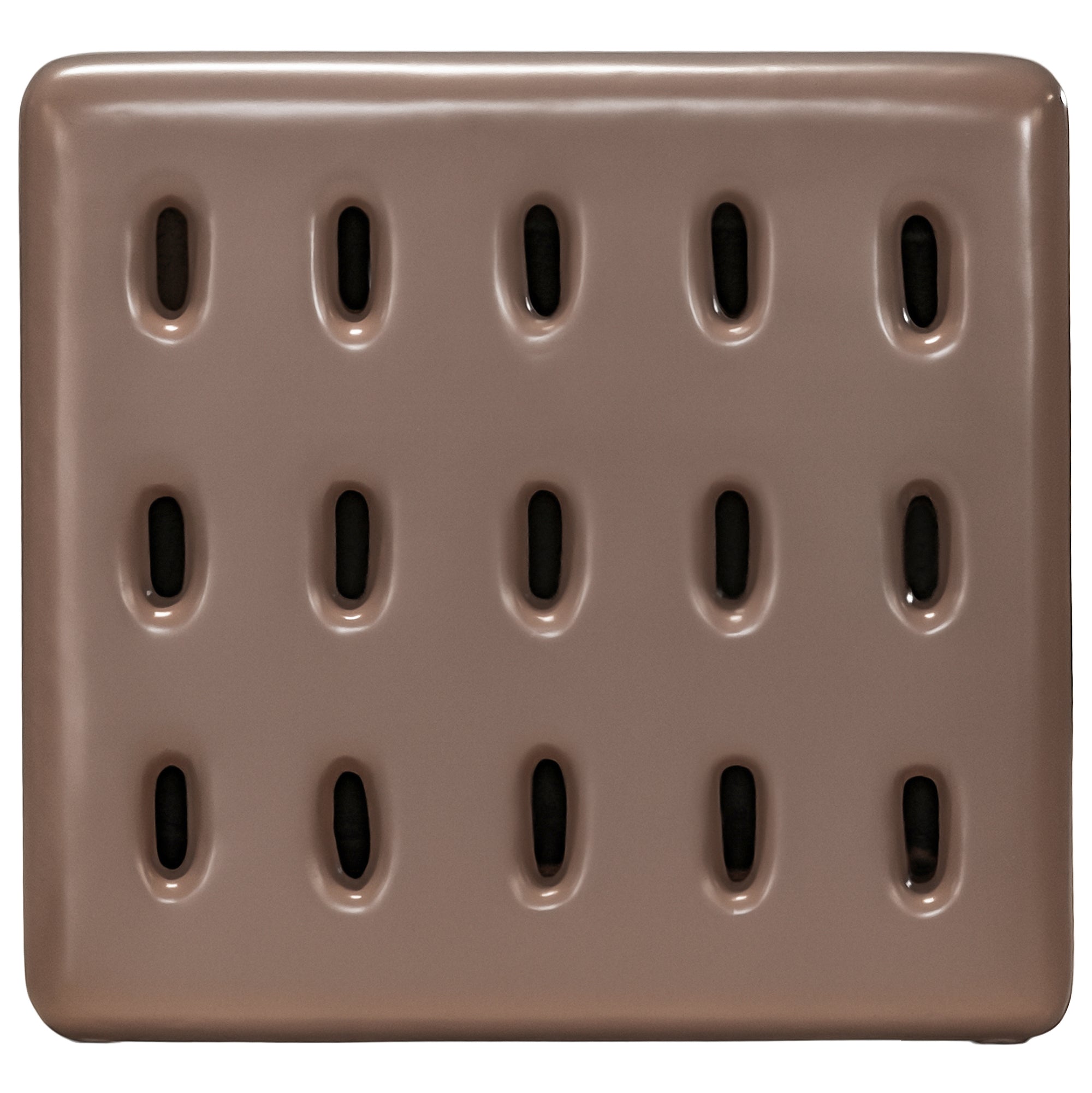 Concrete chocolate side table with modern cut-out design