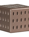 Concrete chocolate side table with modern cut-out design