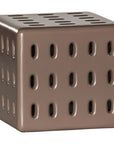 Concrete chocolate side table with modern cut-out design