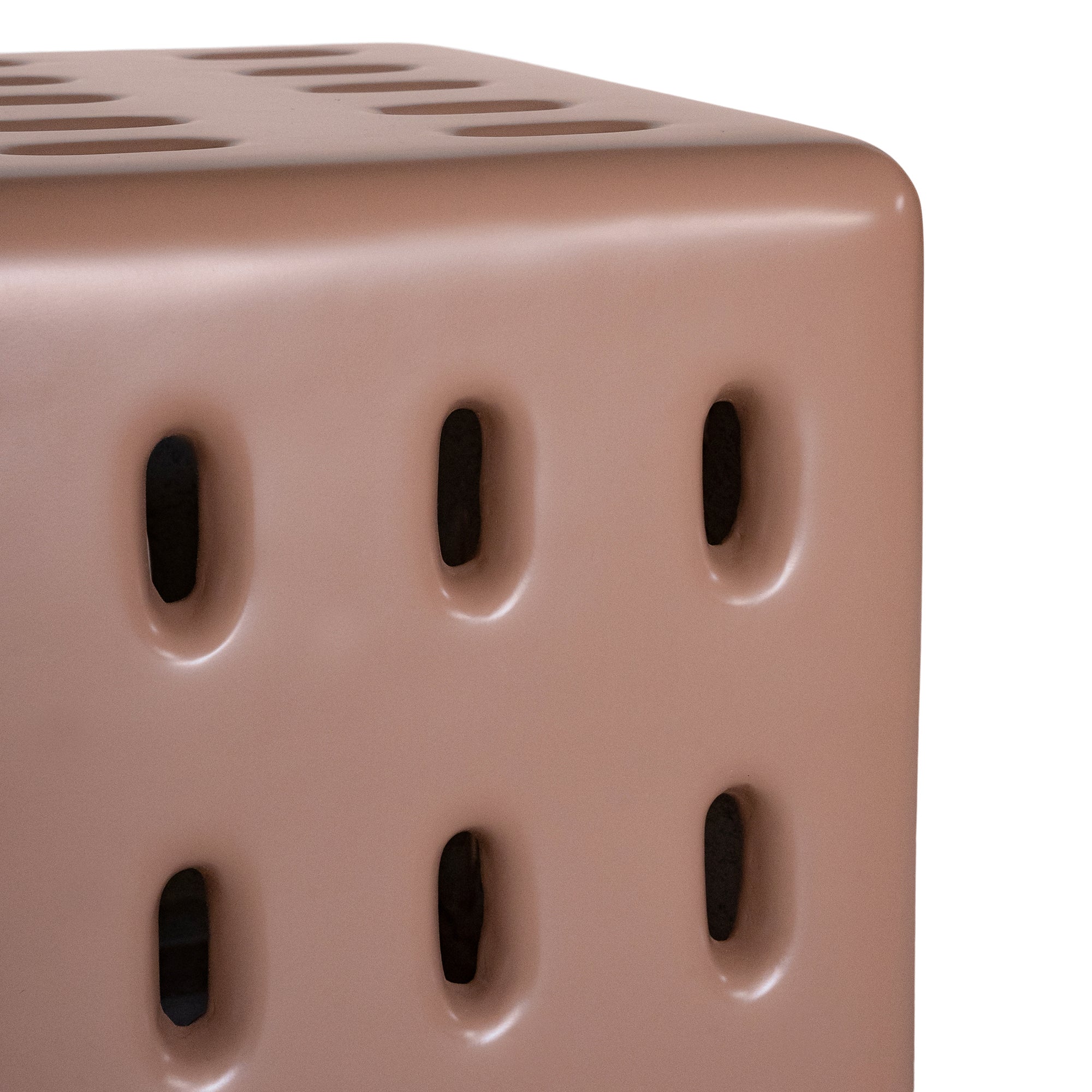 Concrete penny side table with modern cut-out design