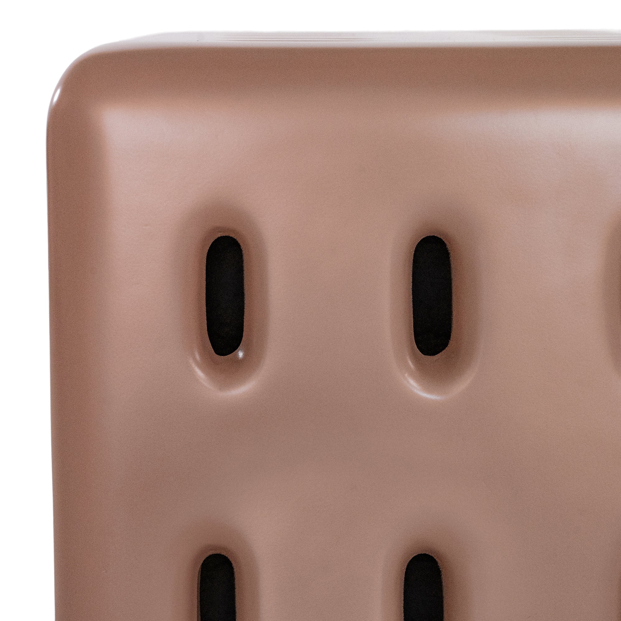 Concrete penny side table with modern cut-out design