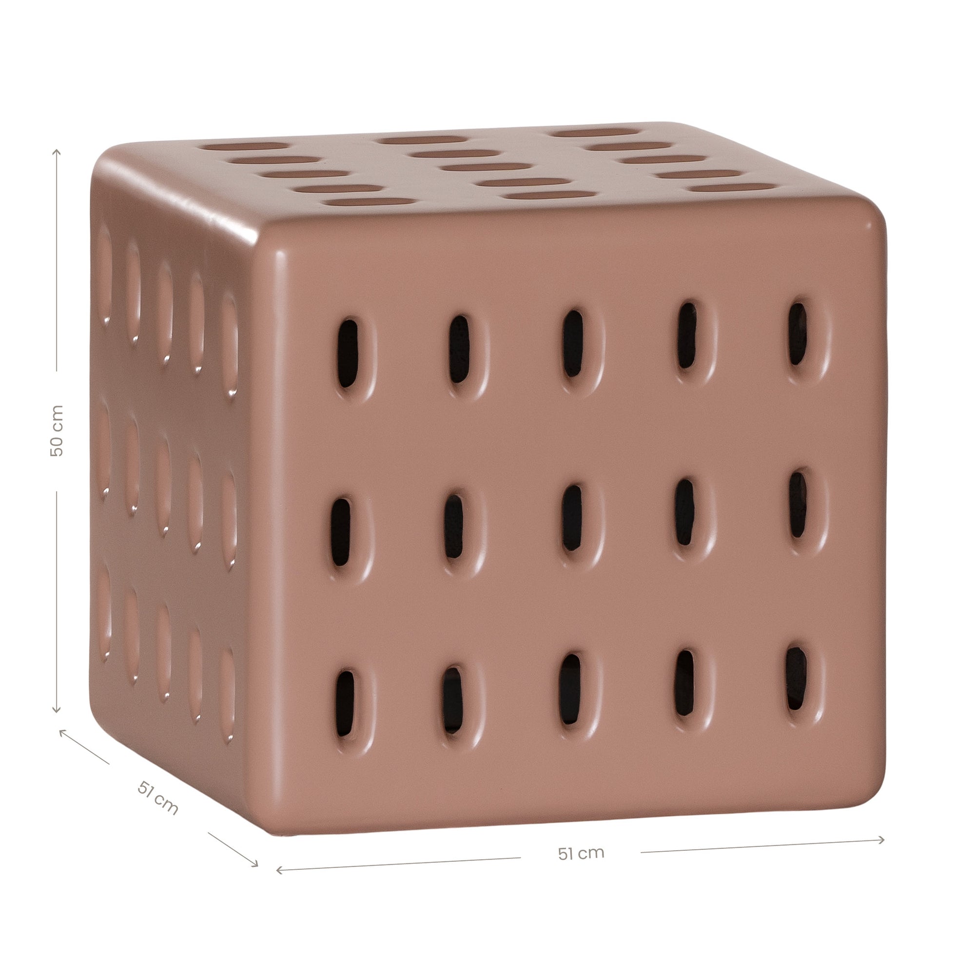 Concrete penny side table with modern cut-out design