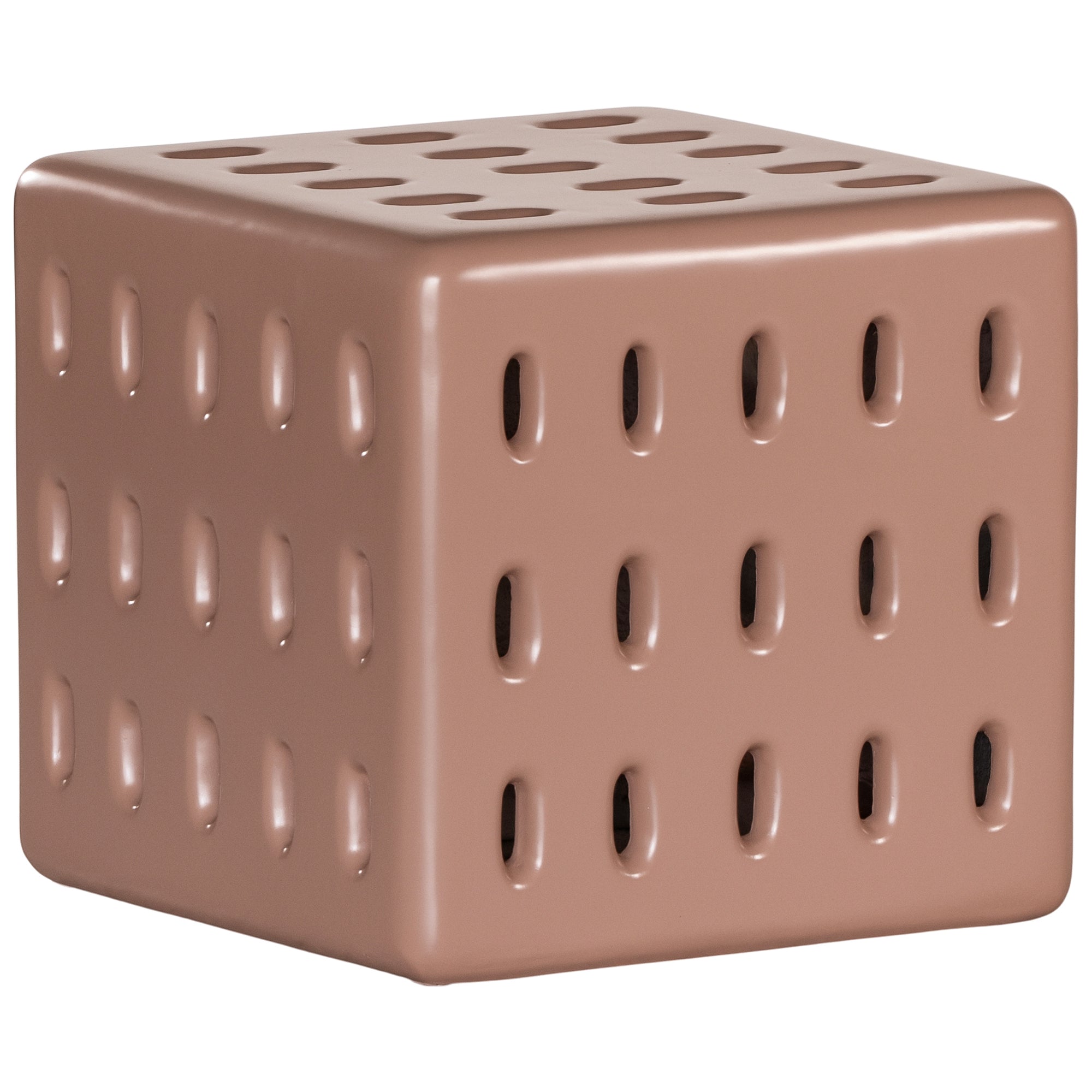 Concrete penny side table with modern cut-out design