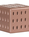 Concrete penny side table with modern cut-out design