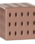 Concrete penny side table with modern cut-out design
