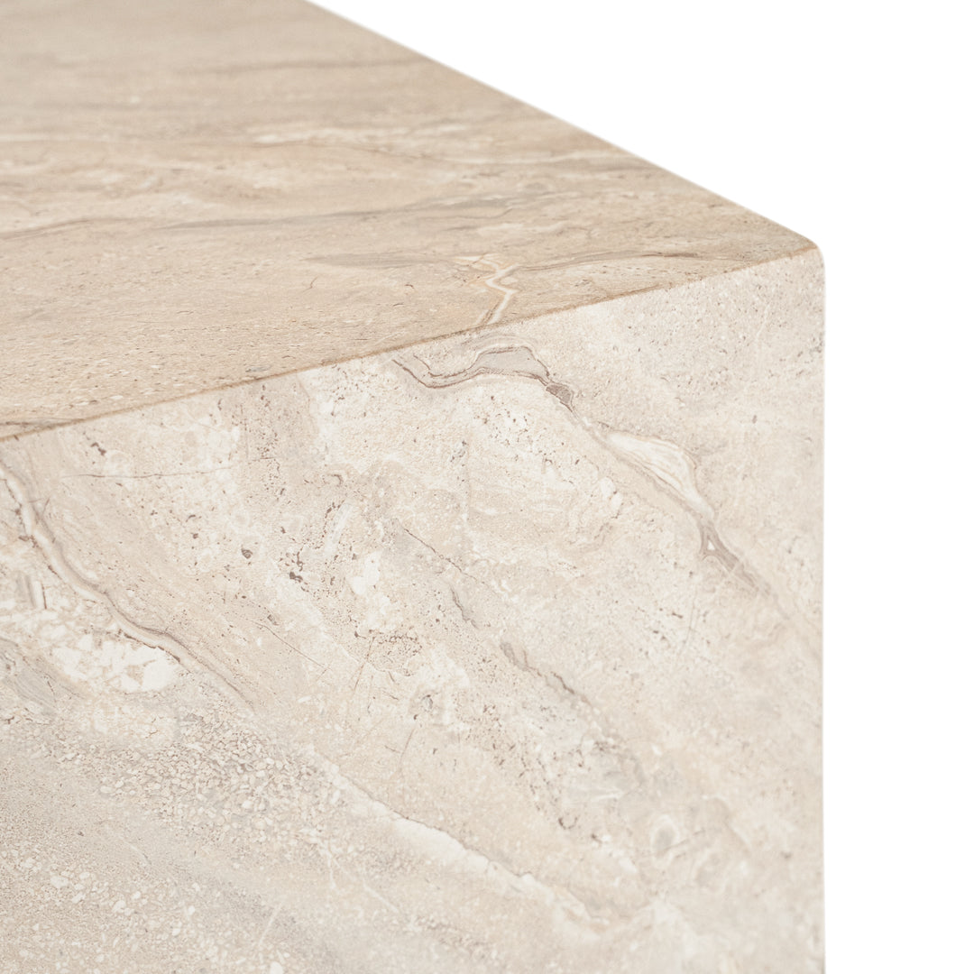 Nulusi coffee table in dune hydro dipped finish with rectangular form and solid block base