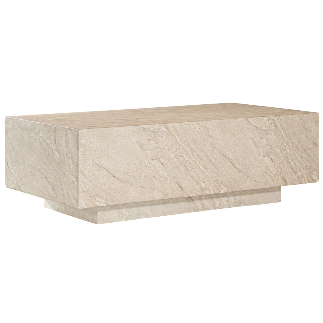 Nulusi coffee table in dune hydro dipped finish with rectangular form and solid block base