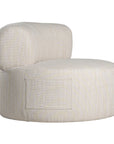 A contemporary pebble upholstered lounge chair with a low-profile design and curved backrest. This modern, armless seating piece features a smooth, rounded silhouette, making it a stylish and comfortable addition to any living space