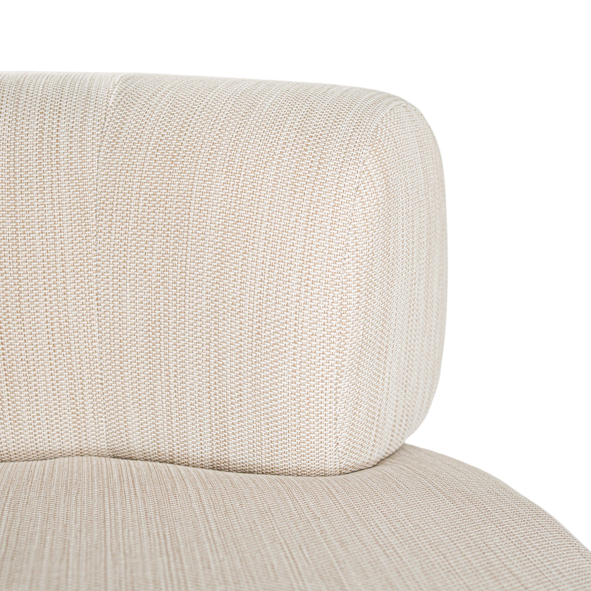 A contemporary pebble upholstered lounge chair with a low-profile design and curved backrest. This modern, armless seating piece features a smooth, rounded silhouette, making it a stylish and comfortable addition to any living space