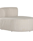 A contemporary pebble upholstered lounge chair with a low-profile design and curved backrest. This modern, armless seating piece features a smooth, rounded silhouette, making it a stylish and comfortable addition to any living space