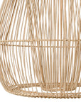A handcrafted rattan pendant light in a natural finish, featuring an open-weave design that creates an airy and organic aesthetic