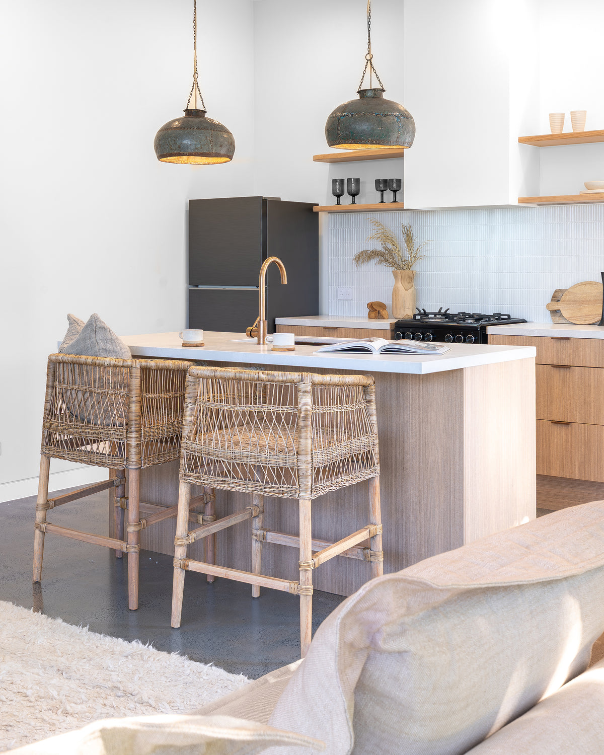 Kitchen Timber Rattan Malawi Handwoven Rattan and Natural Wood Barchair – KULALA Living