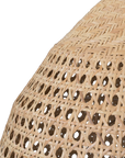 Natural handwoven rattan pendant light with an open weave dome design, creating a warm and inviting ambiance
